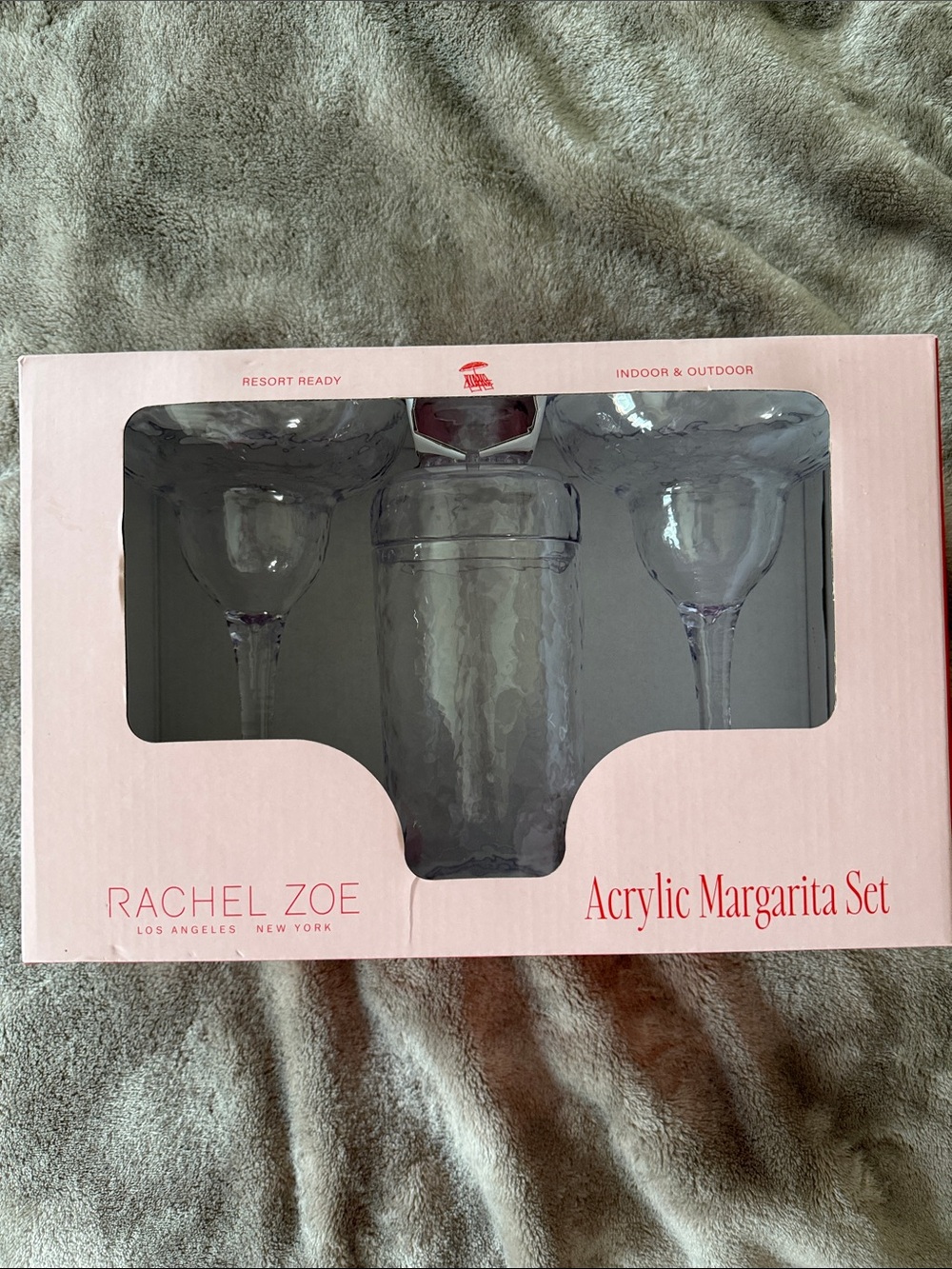 Rachel Zoe Clear Acrylic Margarita Set with Pink Box